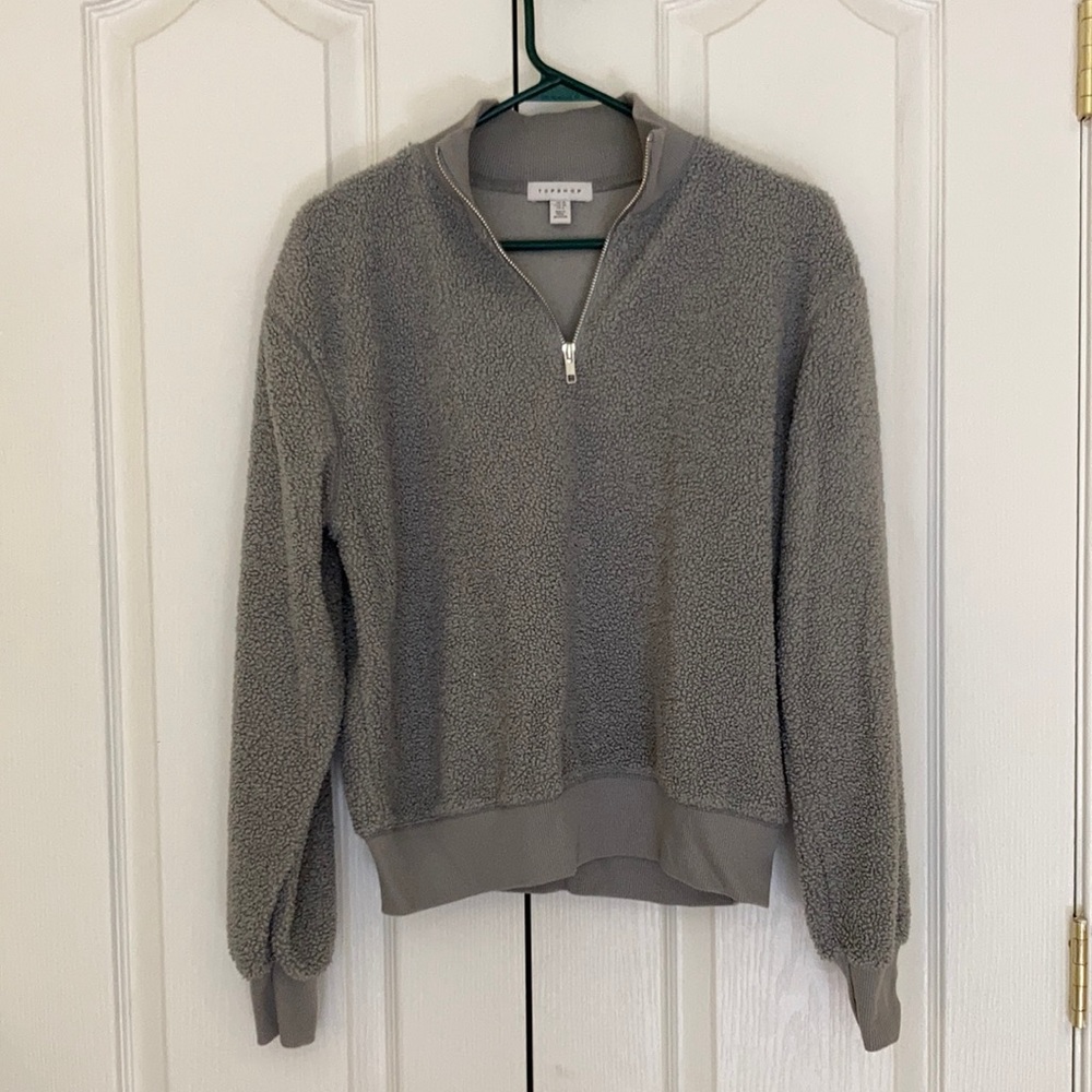 Fluffy grey quarter zip sweater